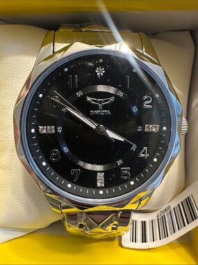 Invicta Silver and Black Men's Stainless Steel Watch